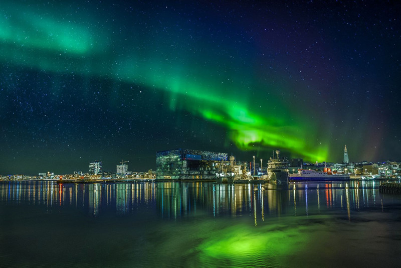 Reykjavik City Northern Lights